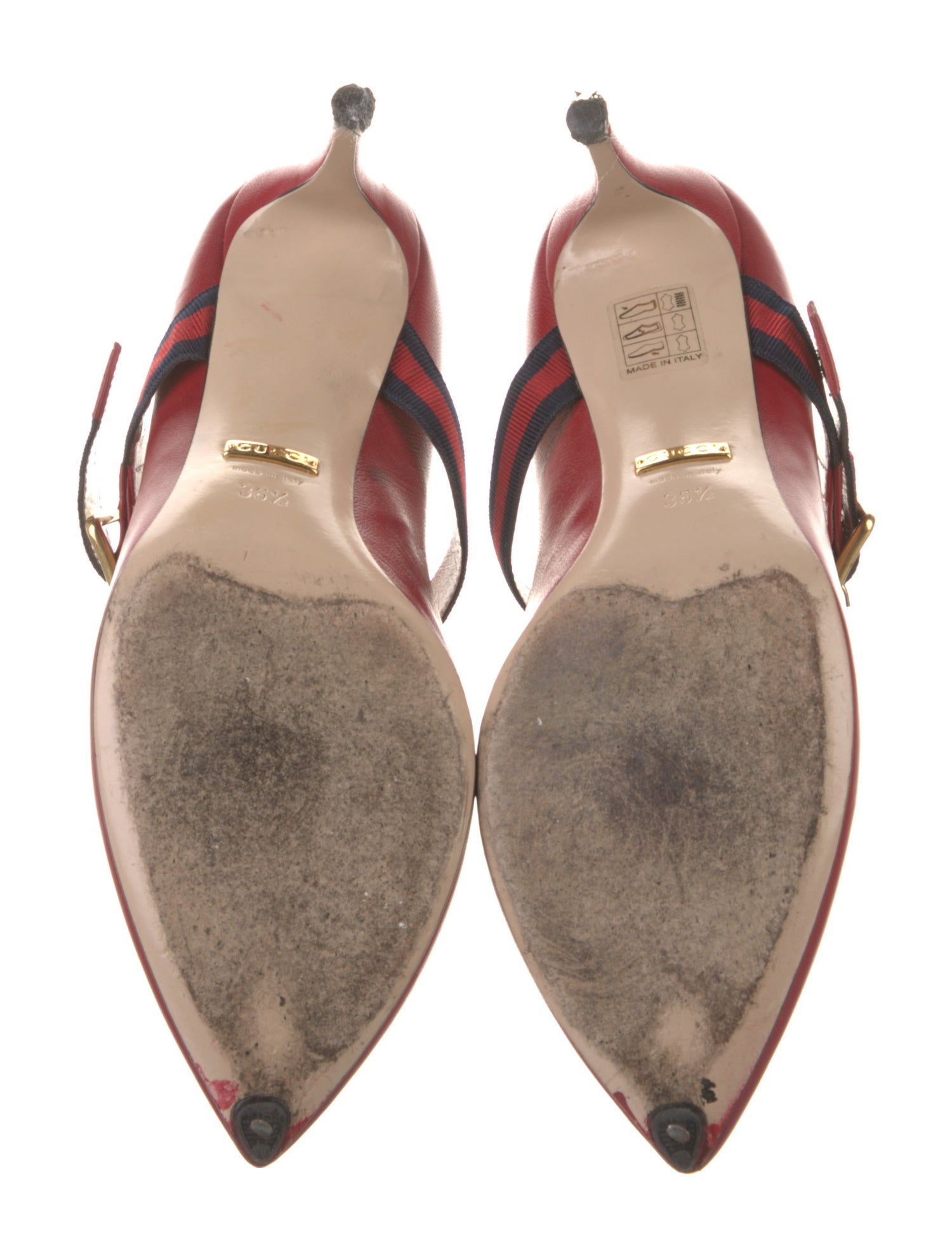Gucci Sylvie Web Accent Leather Pumps